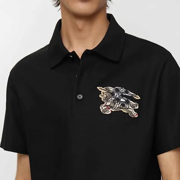 Áo Polo Nam Burberry Cotton Piqué 8116120 Màu Đen Size S