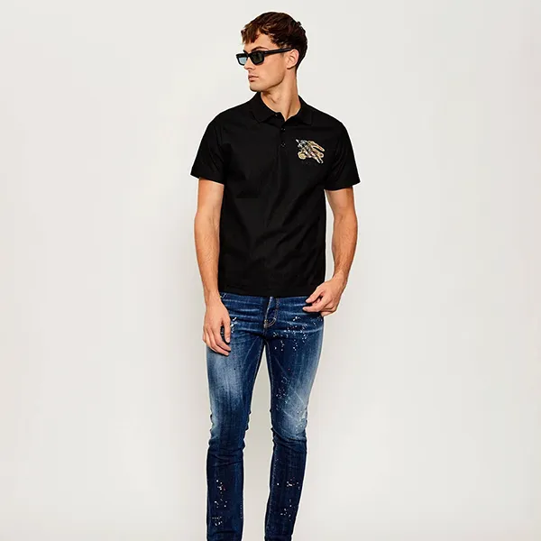 Áo Polo Nam Burberry Cotton Piqué 8116120 Màu Đen Size S