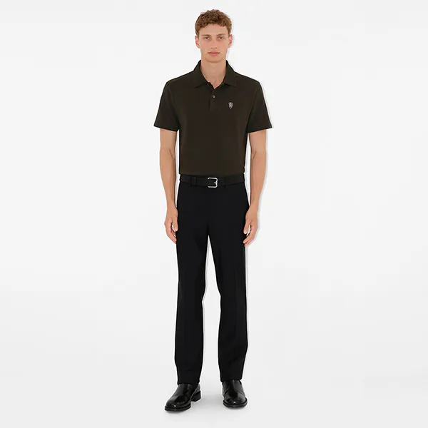 Áo Polo Nam Burberry Cotton Polo Shirt Màu Xanh Rêu Size S