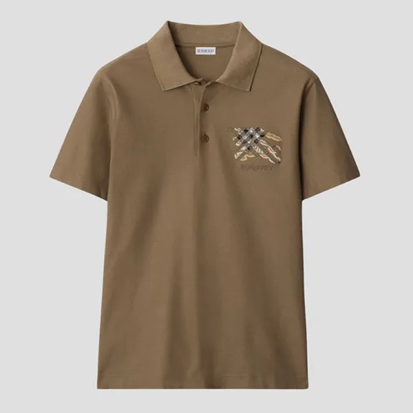 Áo Polo Nam Burberry EKD Check Cotton In Clay Brown With Logo 8116119 Màu Nâu Size S