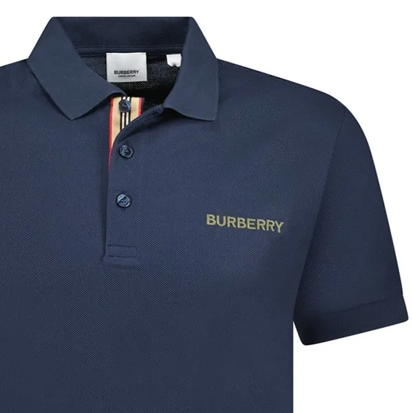 Áo Polo Nam Burberry Hartford Embroidery Logo Check 8084437 Màu Xanh Navy Size S