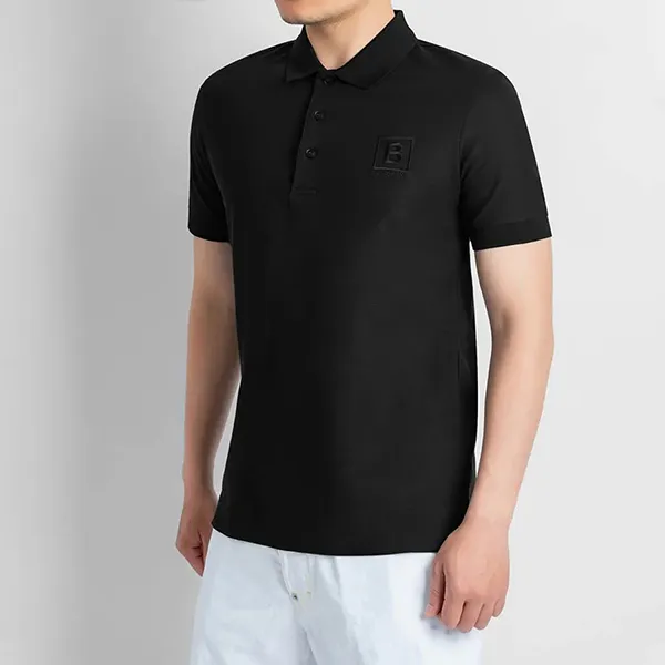 Áo Polo Nam Burberry Letter Graphic Cotton Black 80530221 Polo Shirt Màu Đen Size XS