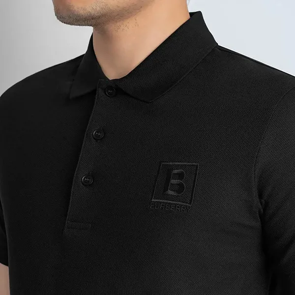 Áo Polo Nam Burberry Letter Graphic Cotton Black 80530221 Polo Shirt Màu Đen Size XS