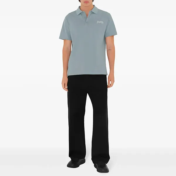 Áo Polo Nam Burberry Logo Embroidered In Cotton 8097527 Màu Xanh Nhạt Size XS