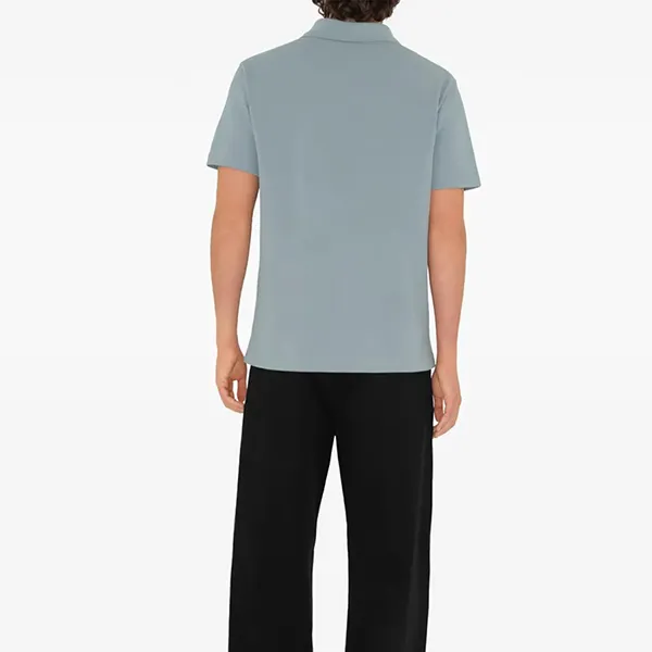 Áo Polo Nam Burberry Logo Embroidered In Cotton 8097527 Màu Xanh Nhạt Size XS