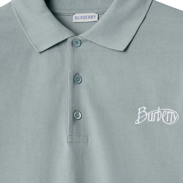 Áo Polo Nam Burberry Logo Embroidered In Cotton 8097527 Màu Xanh Nhạt Size XS
