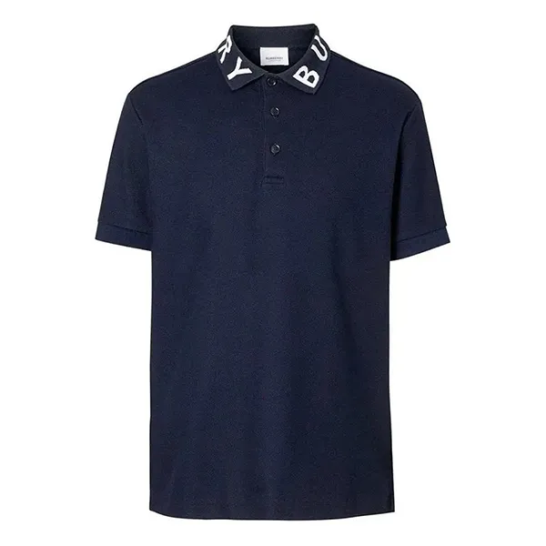Áo Polo Nam Burberry Logo Intarsia Cotton Piqué Màu Xanh Navy Size M
