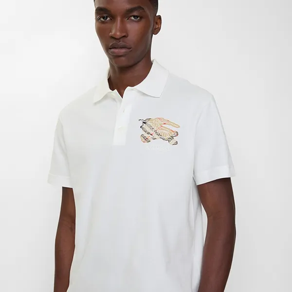 Áo Polo Nam Burberry Slim Fit EKD Check Cotton Shirt 81161181 Màu Trắng Size S