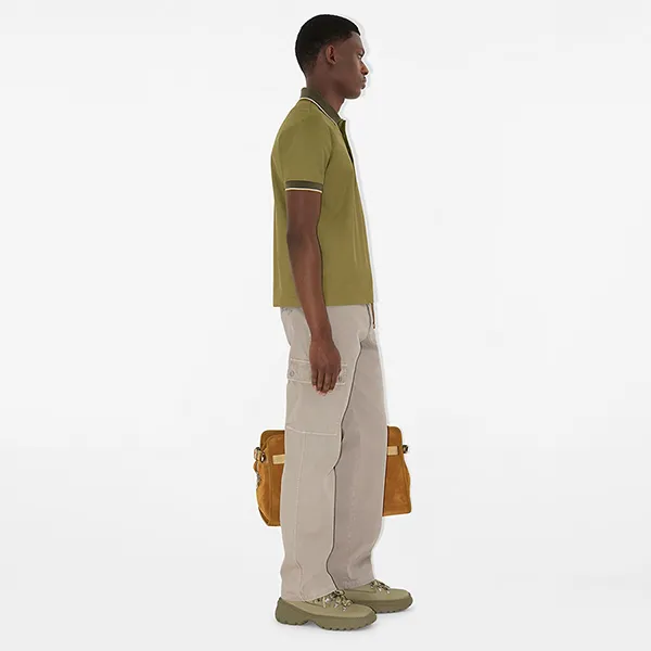 Áo Polo Nam Burberry Slim Fit Logo Collar Cotton Polo Shirt 81100951 Màu Xanh Olive Size XS