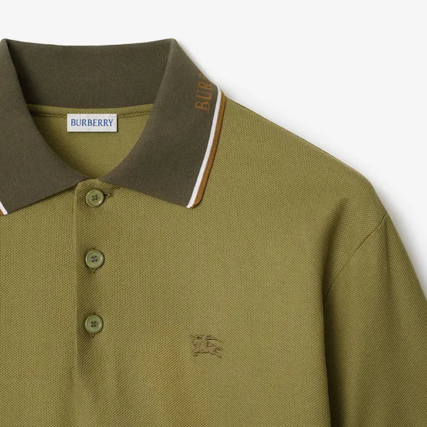 Áo Polo Nam Burberry Slim Fit Logo Collar Cotton Polo Shirt 81100951 Màu Xanh Olive Size XS