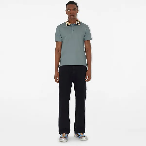 Áo Polo Nam Burberry Slim Fit Logo Collar Cotton Polo Shirt 81109441 Màu Xám Size XS