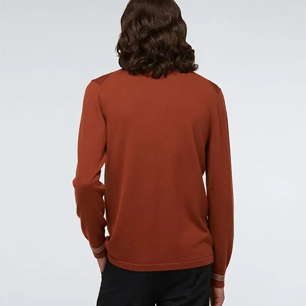 Áo Polo Nam Dài Tay Burberry Pace Merino Wool Long Sleeved Polo Màu Đỏ Size XS