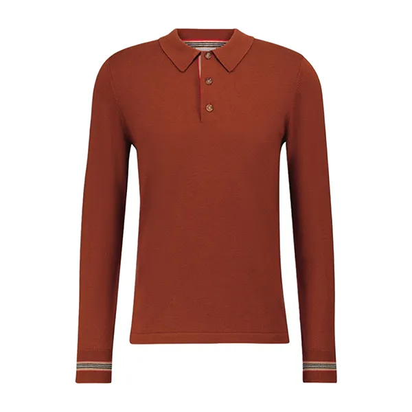 Áo Polo Nam Dài Tay Burberry Pace Merino Wool Long Sleeved Polo Màu Đỏ Size XS