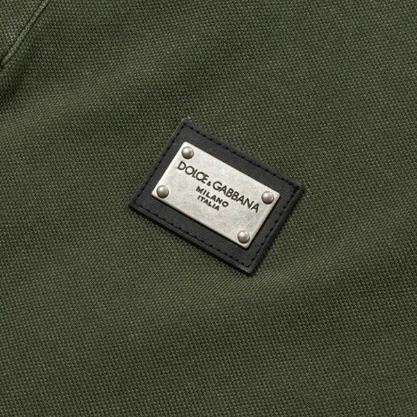 Áo Polo Nam Dolce & Gabbana D&G Army Green Logo Plaque Cotton G8QO4T G7I7P S9003 Màu Xanh Rêu Size 44