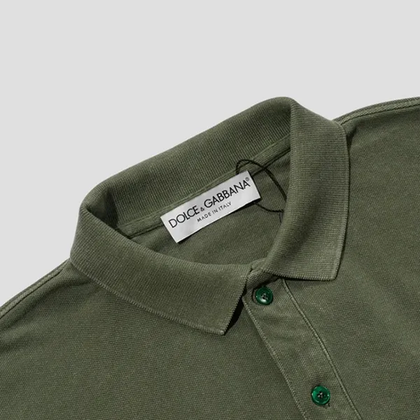 Áo Polo Nam Dolce & Gabbana D&G Army Green Logo Plaque Cotton G8QO4T G7I7P S9003 Màu Xanh Rêu Size 44