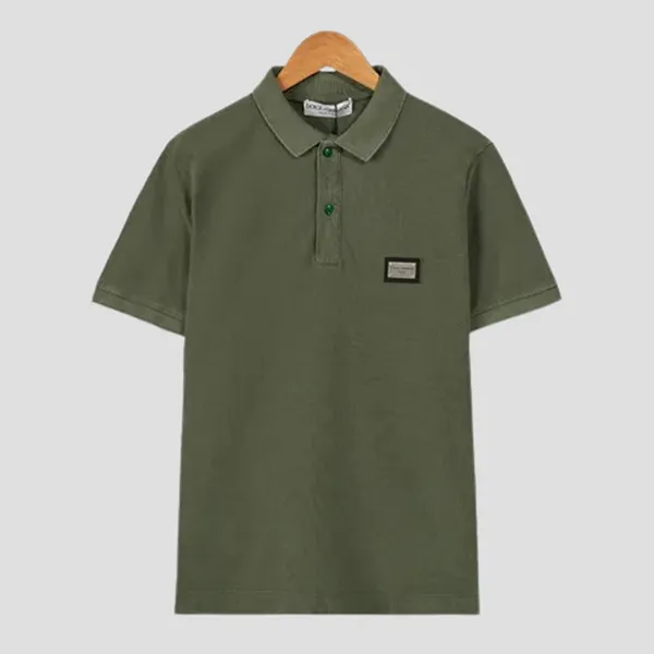 Áo Polo Nam Dolce & Gabbana D&G Army Green Logo Plaque Cotton G8QO4T G7I7P S9003 Màu Xanh Rêu Size 44