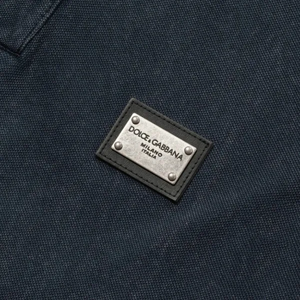 Áo Polo Nam Dolce & Gabbana D&G Dark Blue Logo Plaque Cotton G8QO4T G7I7P S9001 Màu Xanh Navy Size 44