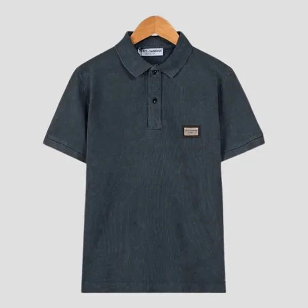 Áo Polo Nam Dolce & Gabbana D&G Dark Blue Logo Plaque Cotton G8QO4T G7I7P S9001 Màu Xanh Navy Size 44