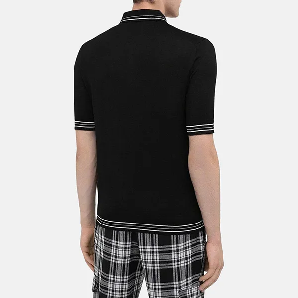 Áo Polo Nam Dolce & Gabbana D&G Kẻ Trắng GXA45T JASNJ N0000 Màu Đen Size 44