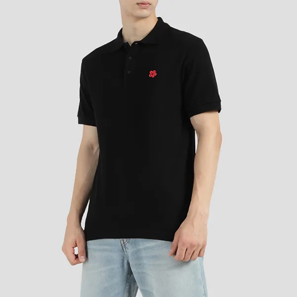 Áo Polo Nam Kenzo Boke Flower Embroidered Slim In Black PFF65P01534PU.99J Màu Đen Size S