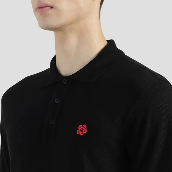 Áo Polo Nam Kenzo Boke Flower Embroidered Slim In Black PFF65P01534PU.99J Màu Đen Size S