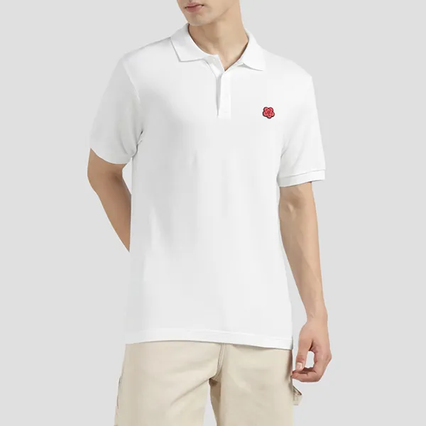 Áo Polo Nam Kenzo Boke Flower Embroidered Slim In White PFF65PO1534PU 02 Màu Trắng Size S