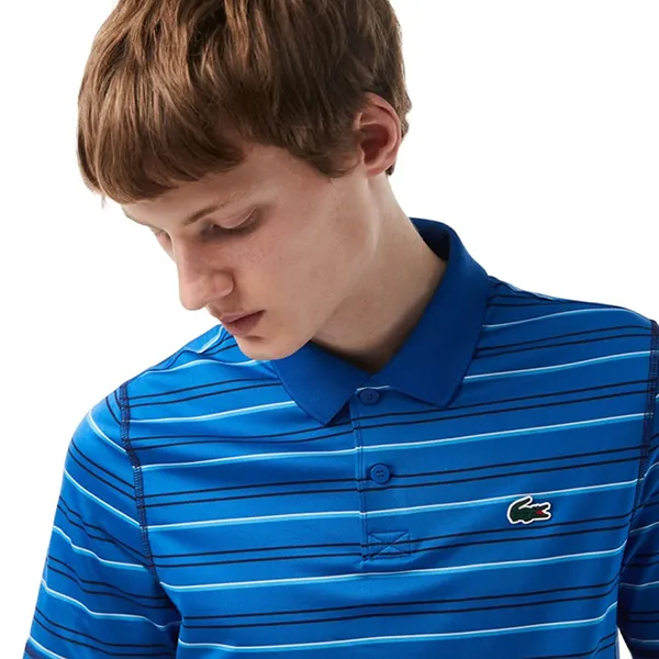 Áo Polo Nam Lacoste Men’s Golf Recycled Polyester Stripe DH5182-51 XIP Màu Xanh Blue