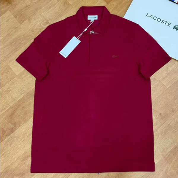 Áo Polo Nam Lacoste Men's Paris Regular Shirt Piqué Stretch Straight Fit Màu Đỏ Đô Size 3