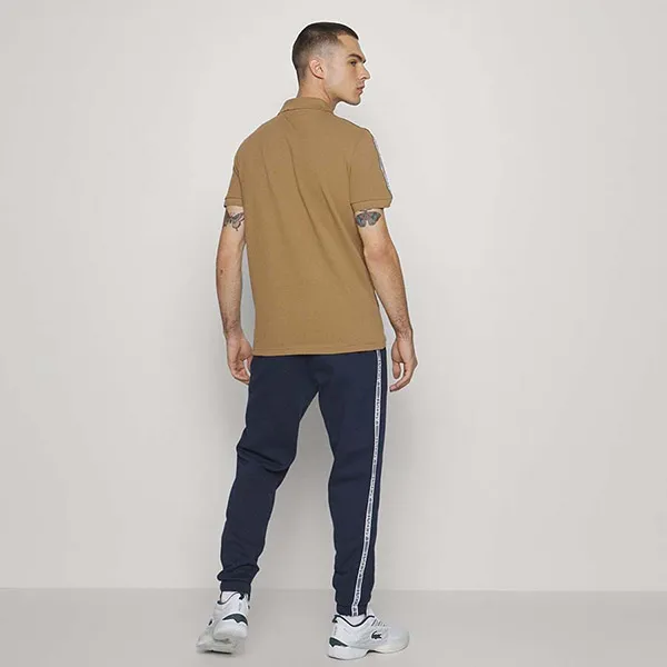 Áo Polo Nam Lacoste Regular Fit Logo Stripe Stretch Cotton PH5075 SIX Màu Nâu Size 2