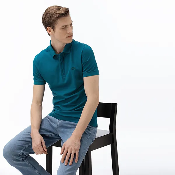 Áo Polo Nam Lacoste Regular Fit Stretch Cotton Piqué PH5522.AE8 Màu Xanh Size 2