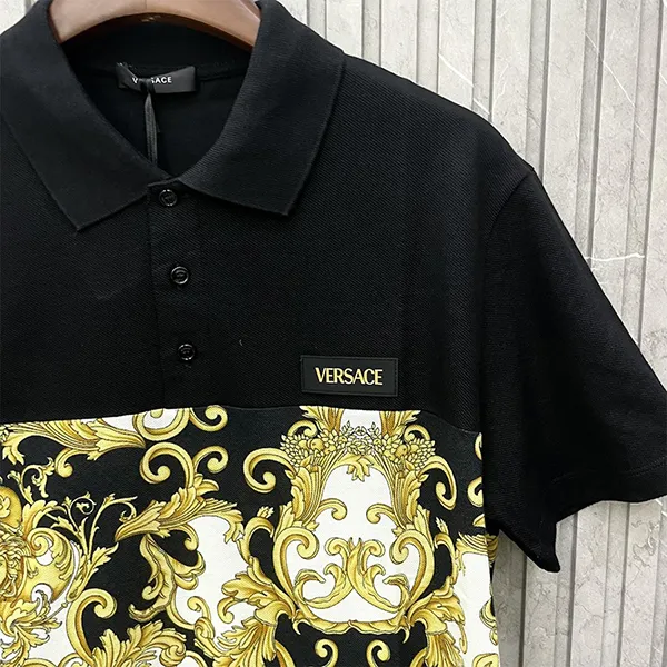 Áo Polo Nam Versace Jeans Couture Shirt Màu Đen Vàng Size XL