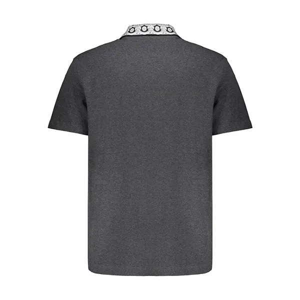 Áo Polo Nam Versace Logo Embroidered Cotton Shirt Màu Xám Size S