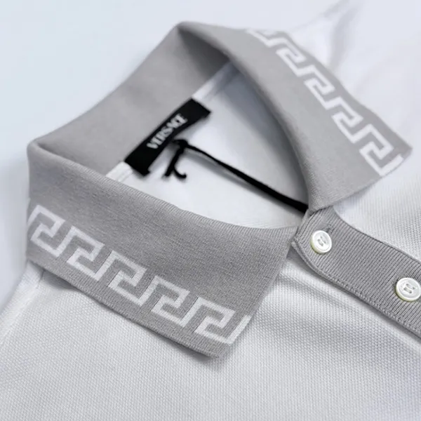 Áo Polo Nam Versace With Embroidered Logo At Chest In Grey 1021354 1A15632 2W450 Màu Trắng Size XS