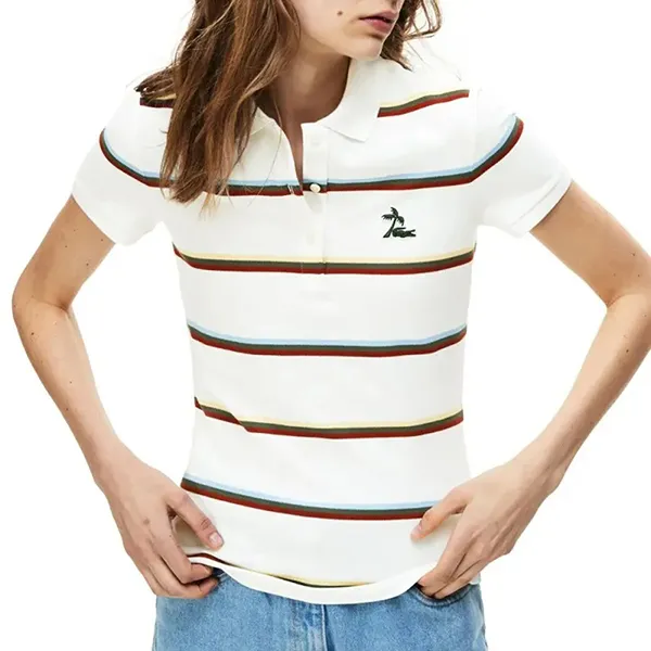 Áo Polo Nữ Lacoste Women's Hooded Cotton Piqué Polo PF3920 70V Màu Trắng Size 36