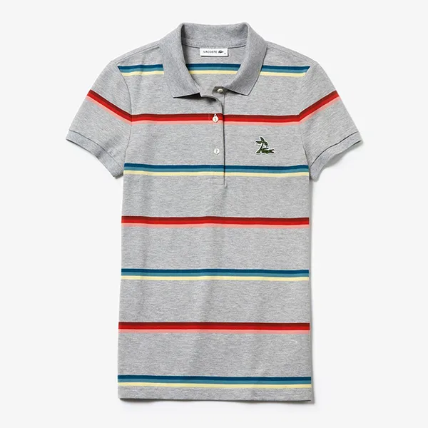 Áo Polo Nữ Lacoste Women's Hooded Cotton Piqué Polo PF3920 CCA Màu Xám Size 36