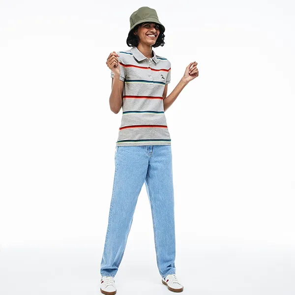 Áo Polo Nữ Lacoste Women's Hooded Cotton Piqué Polo PF3920 CCA Màu Xám Size 36
