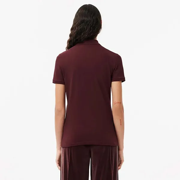Áo Polo Nữ Lacoste Women's L.12.D Slim Fit Stretch Piqué PF5462-BZD Màu Đỏ Đô Size 36