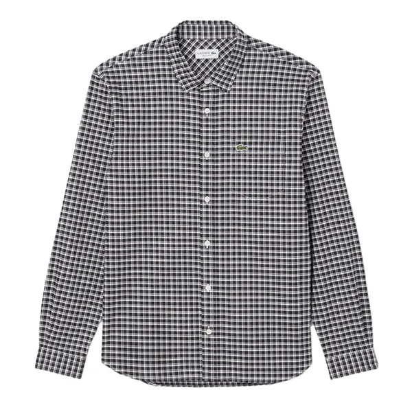 Áo Sơ Mi Dài Tay Nam Lacoste Men's Regular Fit Stretch Plaid Shirt CH1343 GA3 Màu Xanh Trắng Size 38