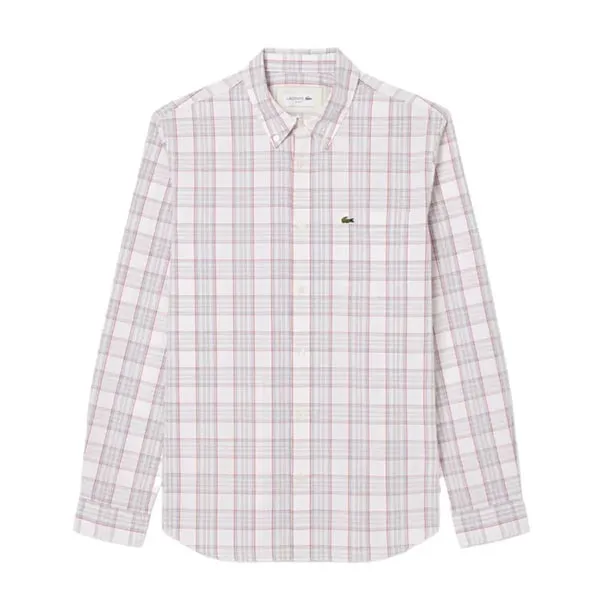 Áo Sơ Mi Dài Tay Nam Lacoste Men's Slim Fit Stretch Plaid Shirt CH3745 CCI Màu Kẻ Phối Màu Size 38