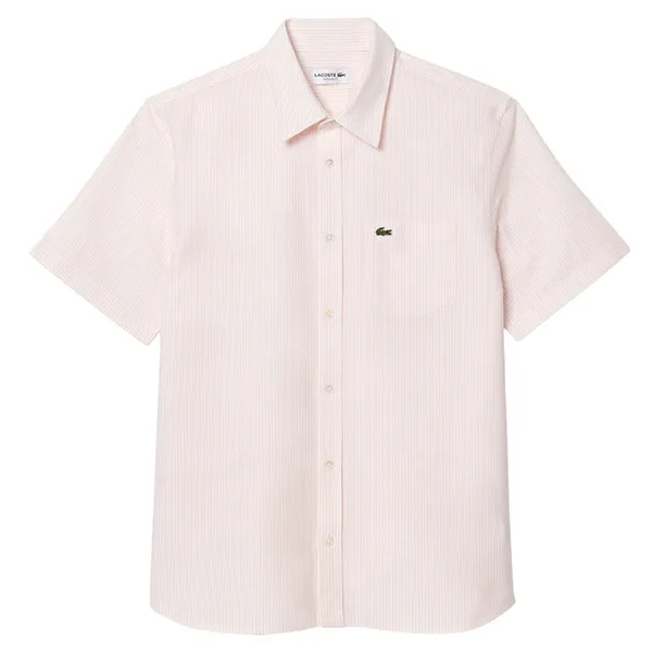 Áo Sơ Mi Cộc Tay Nam Lacoste Men's Regular Fit Short Sleeve Oxford Shirt CH5624 99P Màu Hồng Nhạt