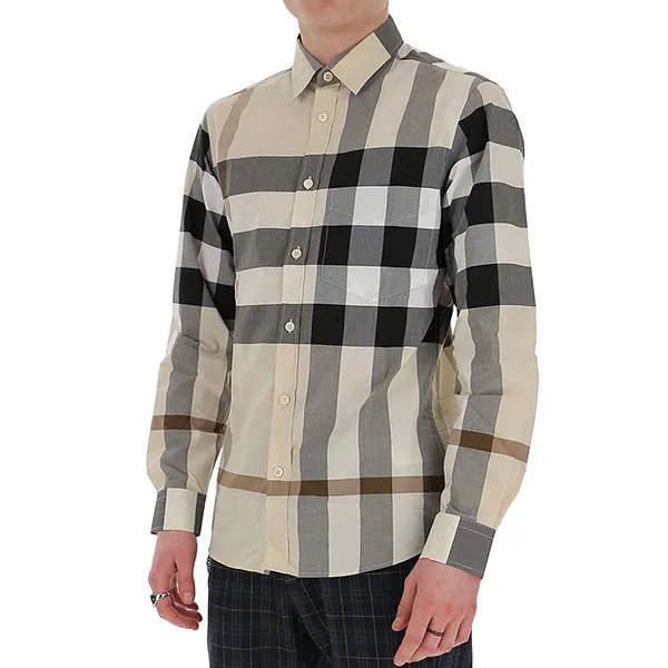 Áo Sơ Mi Nam Burberry Check Poplin Shirt 8025851 Màu Be