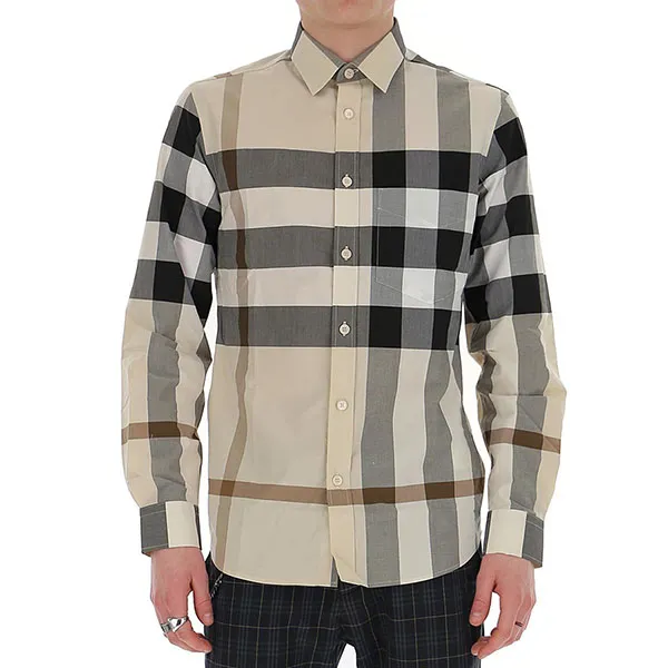 Áo Sơ Mi Nam Burberry Check Poplin Shirt 8025851 Màu Be