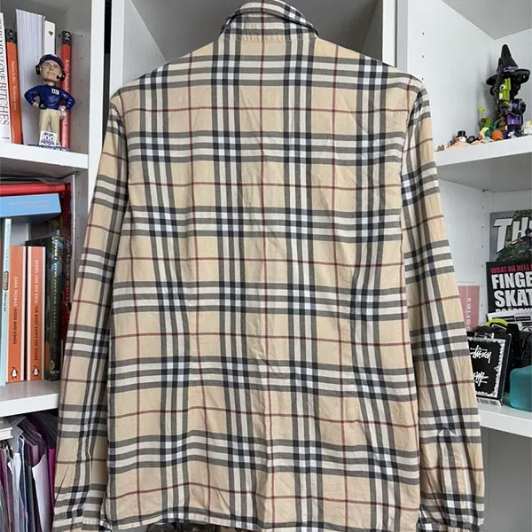 Áo Sơ Mi Nam Burberry Men's Shefford Check Long Sleeve Shirt 81043871 Màu Be Đen Size XS