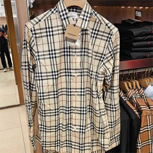 Áo Sơ Mi Nam Burberry Men's Shefford Check Long Sleeve Shirt 81043871 Màu Be Đen Size XS