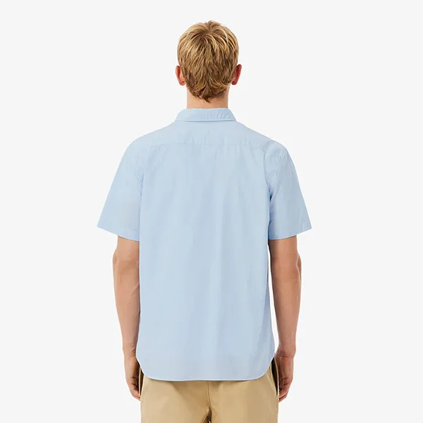 Áo Sơ Mi Nam Lacoste Men's Short Sleeved Regular Fit Gingham Print Shirt CH5622 F6Z Màu Xanh Nhạt Size 39