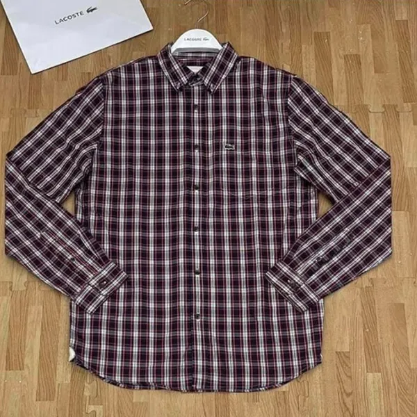 Áo Sơ Mi Nam Lacoste Regular Fit Cotton Checked Oxford Shirt Màu Đỏ Kẻ Size 38
