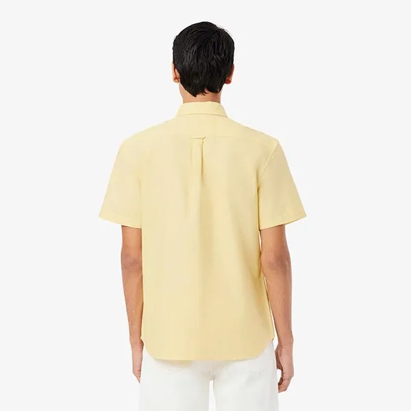 Áo Sơ Mi Nam Lacoste Regular Fit Short Sleeved Oxford Shirt CH1917 KCD Màu Vàng Size 40