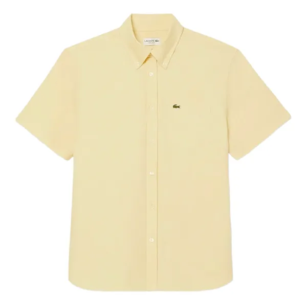 Áo Sơ Mi Nam Lacoste Regular Fit Short Sleeved Oxford Shirt CH1917 KCD Màu Vàng Size 40