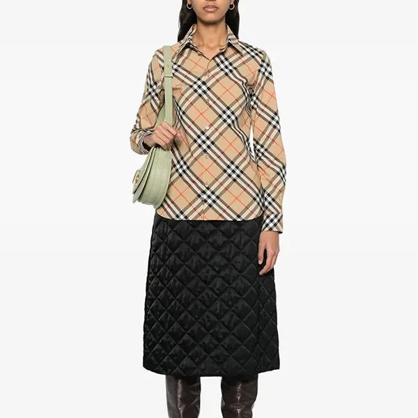 Áo Sơ Mi Nữ Burberry Vintage Check Shirt Màu Nâu Size XS