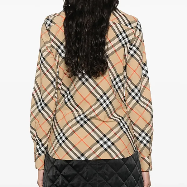 Áo Sơ Mi Nữ Burberry Vintage Check Shirt Màu Nâu Size XS